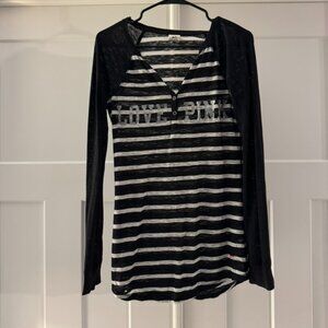 Victoria’s Secret PINK Long Sleeve Striped Henley Top - Size M